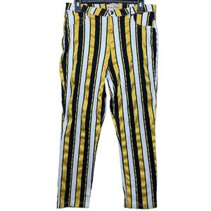 Donna L'Oren Black Yellow White Stripe Jeggings Pants